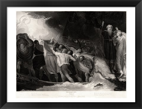 Framed George Romney - William Shakespeare - The Tempest Act I, Scene 1 Print