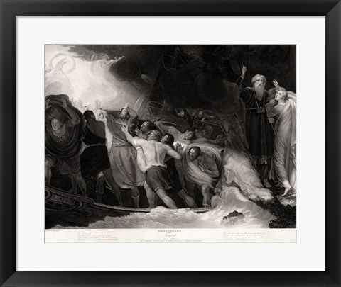 Framed George Romney - William Shakespeare - The Tempest Act I, Scene 1 Print