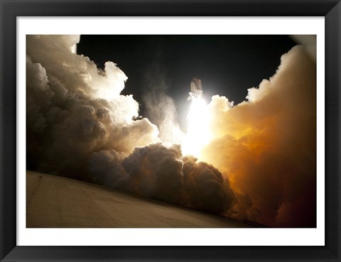 Framed STS-130 Exhaust Cloud Engulfs Launch Pad 39A Print