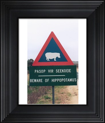 Framed Beware of Hippopotamus Print