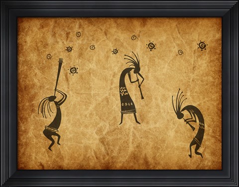 Framed Kokopelli Jamming Print