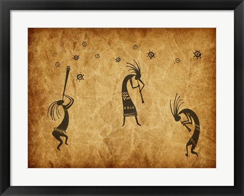 Framed Kokopelli Jamming Print