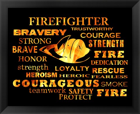 Framed Firefighter Words Print