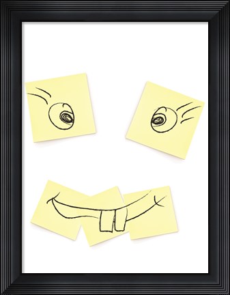 Framed Post- It Smiley Face Print