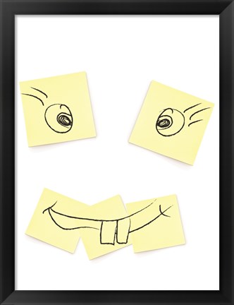 Framed Post- It Smiley Face Print