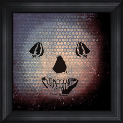 Framed Grunge Skull Smile Print