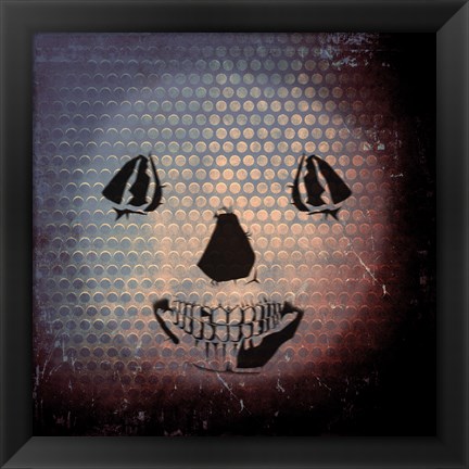 Framed Grunge Skull Smile Print