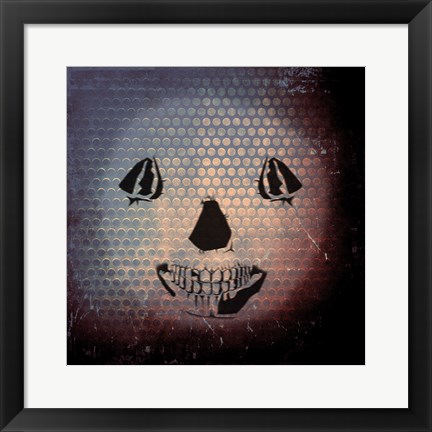 Framed Grunge Skull Smile Print