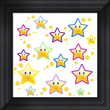 Framed Happy Face Stars Print