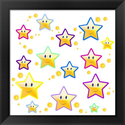 Framed Happy Face Stars Print