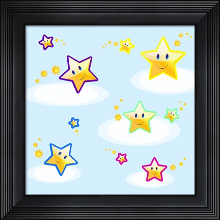 Framed Star Smiles on Clouds Print