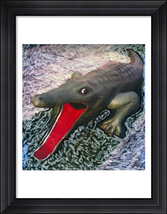 Framed Playground alligator with mouth open Print
