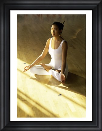 Framed High angle view of a young woman meditating Print