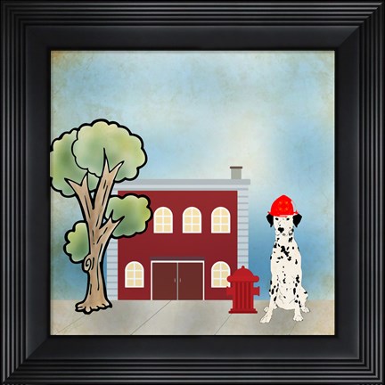 Framed Dalmation Firehouse Print