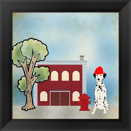 Framed Dalmation Firehouse Print