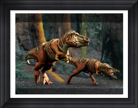 Framed T Rex Pair Print