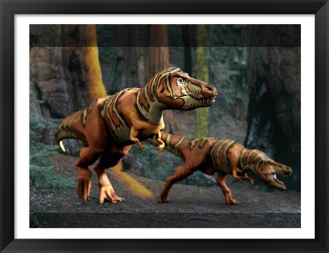 Framed T Rex Pair Print