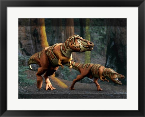 Framed T Rex Pair Print