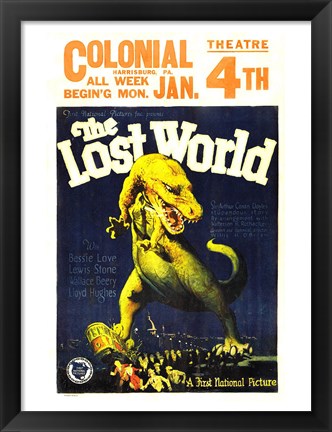 Framed Lost World Film Poster, 1925 Print