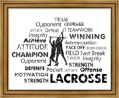 Framed Lacrosse Text Print