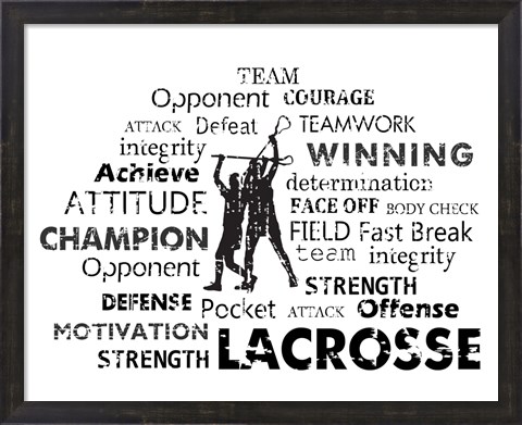 Framed Lacrosse Text Print