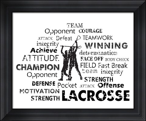 Framed Lacrosse Text Print