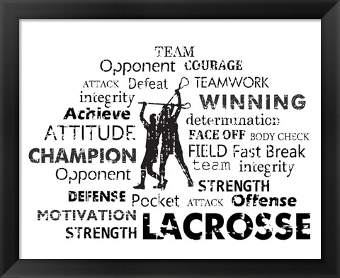 Framed Lacrosse Text Print