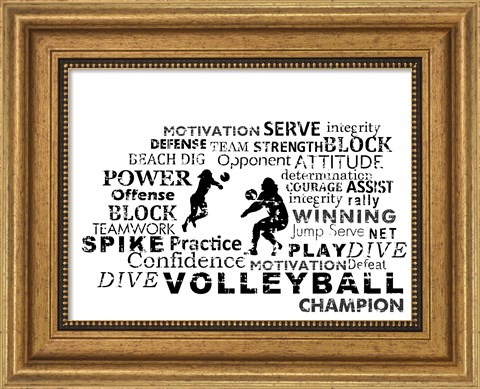 Framed Volleyball Text Print