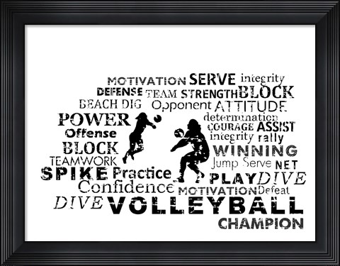 Framed Volleyball Text Print