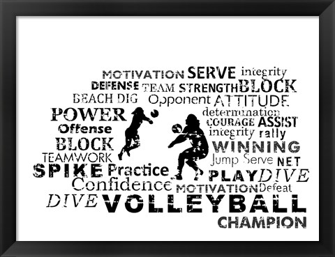 Framed Volleyball Text Print