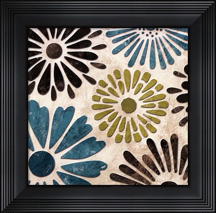 Framed Stencil Flowers II - mini Print