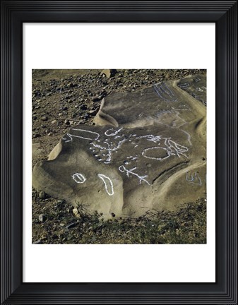 Framed Aboriginal Rock Engraving So. Kolan East Queensland Australia Print