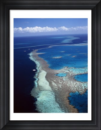 Framed Aerial view of a coastline, Hardy Reef, Great Barrier Reef, Whitsunday Island, Australia Print