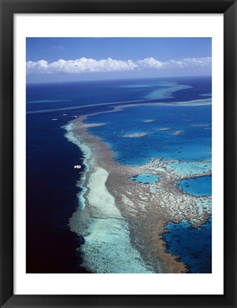 Framed Aerial view of a coastline, Hardy Reef, Great Barrier Reef, Whitsunday Island, Australia Print