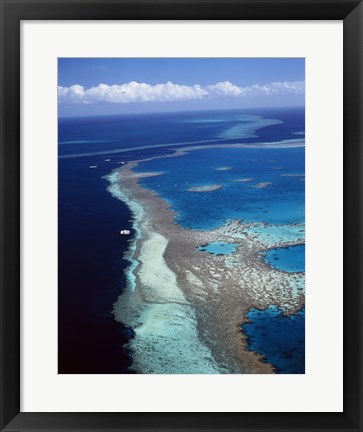 Framed Aerial view of a coastline, Hardy Reef, Great Barrier Reef, Whitsunday Island, Australia Print