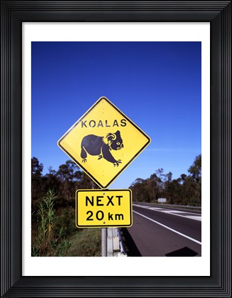 Framed Close-up of a crossing sign on the road side, Australia Print