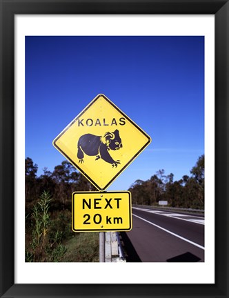 Framed Close-up of a crossing sign on the road side, Australia Print