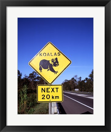 Framed Close-up of a crossing sign on the road side, Australia Print