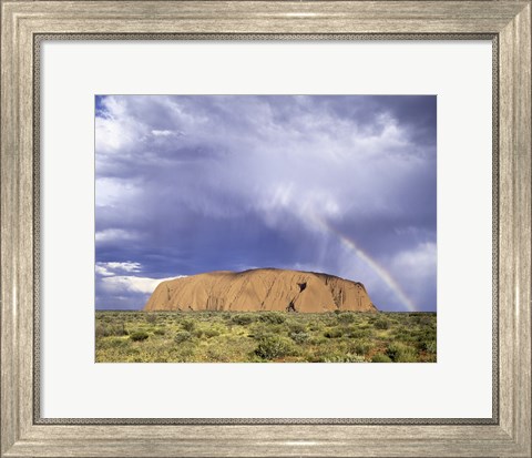 Framed Rock formation on a landscape, Ayers Rock, Uluru-Kata Tjuta National Park Print