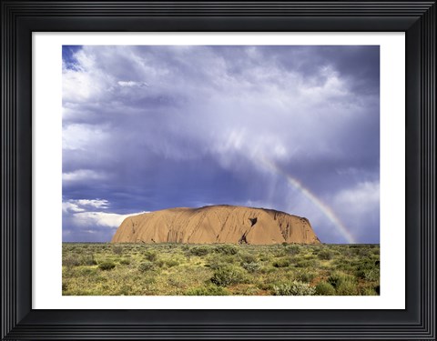 Framed Rock formation on a landscape, Ayers Rock, Uluru-Kata Tjuta National Park Print