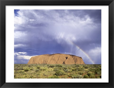 Framed Rock formation on a landscape, Ayers Rock, Uluru-Kata Tjuta National Park Print