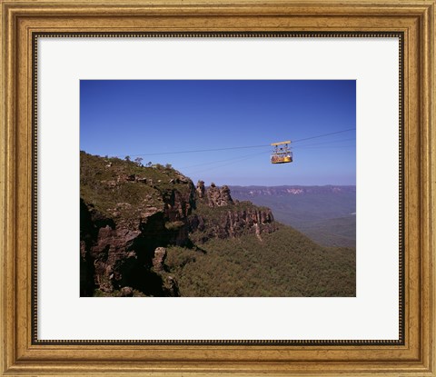Framed Cable car approaching a cliff, Blue Mountains, Katoomba, New South Wales, Australia Print