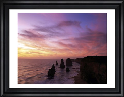 Framed Eroded rocks in the ocean, Twelve Apostles, Port Campbell National Park, Victoria, Australia Print