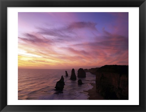 Framed Eroded rocks in the ocean, Twelve Apostles, Port Campbell National Park, Victoria, Australia Print