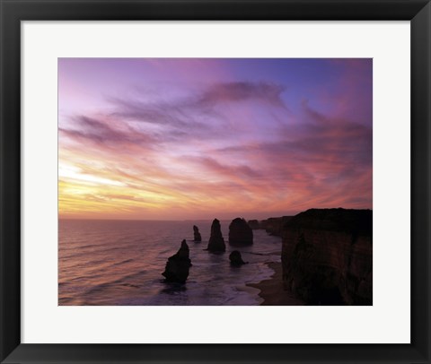 Framed Eroded rocks in the ocean, Twelve Apostles, Port Campbell National Park, Victoria, Australia Print