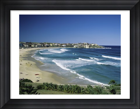 Framed High angle view of a beach, Bondi Beach, Sydney, New South Wales, Australia Print