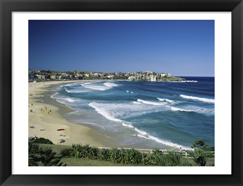 Framed High angle view of a beach, Bondi Beach, Sydney, New South Wales, Australia Print