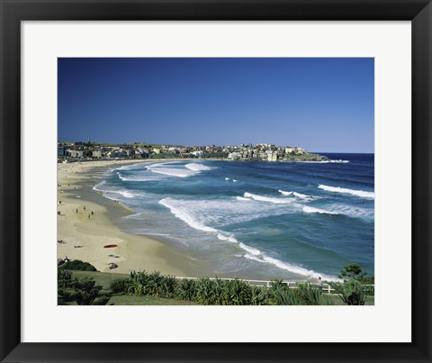 Framed High angle view of a beach, Bondi Beach, Sydney, New South Wales, Australia Print