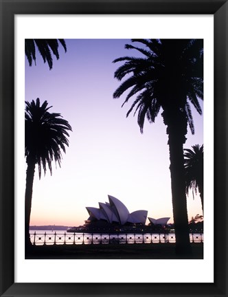 Framed Silhouette of a opera house at dusk, Sydney Opera House, Sydney, Australia Print