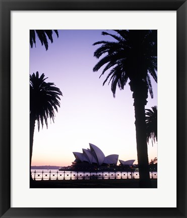 Framed Silhouette of a opera house at dusk, Sydney Opera House, Sydney, Australia Print